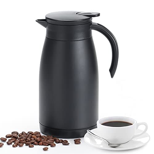 Image of Olerd 1L Insulated Jug, Thermal Coffee Pot, Stainless Steel Tea Pot, Double-Walled Vacuum Carafe Jug for Coffee Tea, Water, Drink (Black)