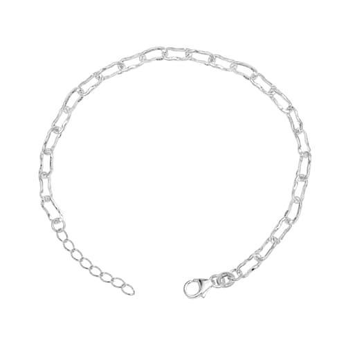 Image of LeCalla 925 Sterling Silver Hammered Chain Bracelet for Women | Adjustable 3.5mm Paperclip Link Hammered Chain Bracelet | Women's Handmade Silver Links Bracelets 7.5 Inches