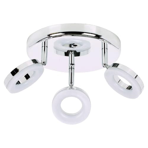 Image of URBNLIVING LED 3 Arm Round Ceiling Spotlight – Modern Chrome Light Fitting with Adjustable Heads, 3.8W LED Bulbs Included