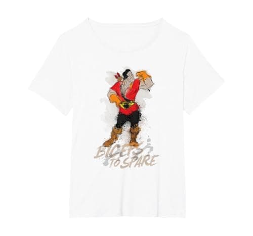 Image of Disney Beauty and the Beast Gaston Biceps to Spare T-Shirt, Women's Plus, White, 4X