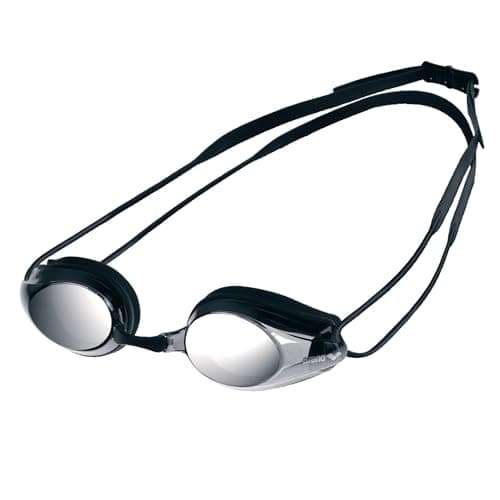 Image of ARENA Tracks Mirror Unisex Adult Race Swimming Goggles, Standard Pool Goggles with Anti-Fog Mirrored Lenses, UV Protection, 4 Interchangeable Nose Bridges, Silicone Seals