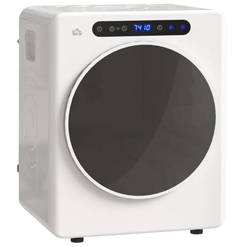 Image of HOMCOM 4kg Vented Tumble Dryer, 1000W Compact Freestanding Front Tumble Dryer with Stainless Steel Tub, Timer, 6 Heat Settings, Small Portable Clothes Drying Machine, White