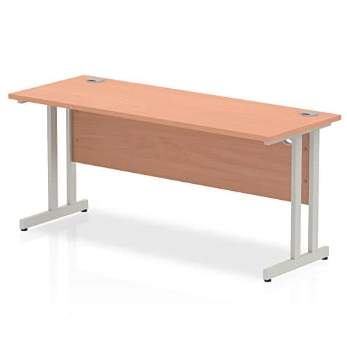 Image of DYNAMIC Rectangular Office Desk Beech MFC Cantilever Leg Silver Frame Impulse 1600 x 600 x 730mm