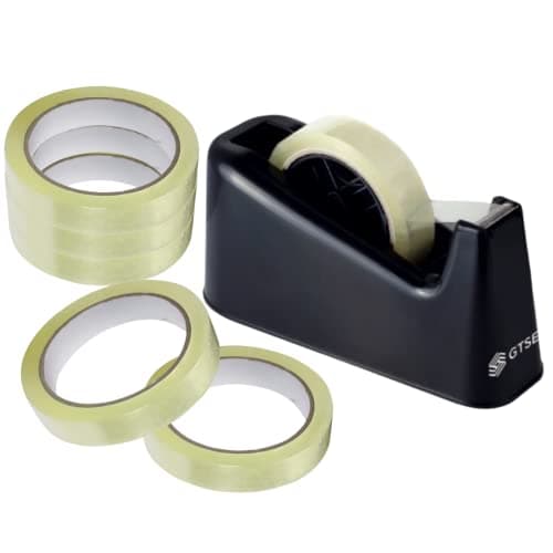 Image of GTSE Tape Dispenser and 6 Pack of Cellotape Bundle, Heavy Duty Weighted Base, Sellotape Refills and Dispenser