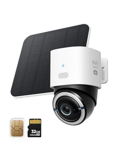 Image of eufy Security ANKER eufy 4G LTE Cam S330, 4K Cellular Solar Security Cameras Wireless Outdoor, Pan and Tilt, 4G and Wi-Fi Duo-Mode, AI Tracking, with SIM Card and 32GB SD Card, No WiFi, Previously