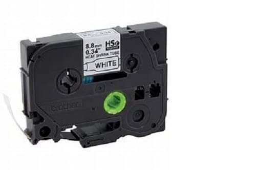 Image of 9mm (8.8mm) Width Heat Shrink Label Tape for Brother P-Touch. Black ON White. 1.5m in Length. HS2-221. See Description for List of Compatible Printers. HSE-221
