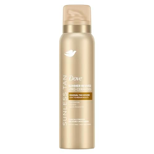 Image of Dove Summer Revived Light to Medium Gradual Tan Mousse fast-absorbing self tanning for a natural-looking, streak-free tan and 48h visibly moisturised skin 150 ml