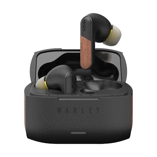 Image of House of Marley Trenchtown ANC Wireless Earbuds - Noise Cancelling Bluetooth Earphones with Microphone, IPX5 Sweat Resistant Ear Buds with 24H Playtime, Touch Controls - Sustainably Crafted, Black