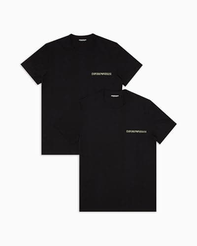 Image of Emporio Armani Man's Core Logoband 2-Pack Crew Neck T-Shirt, Black, L, Regular