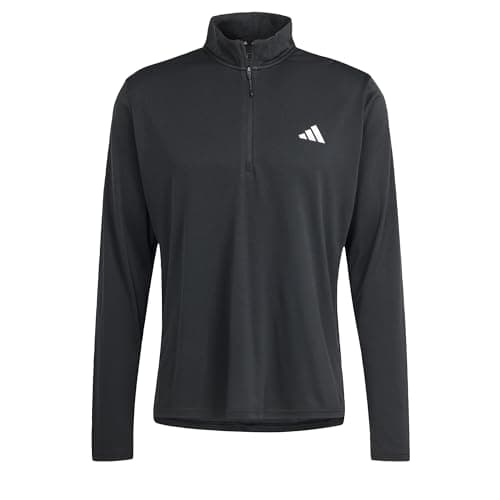 Image of adidas Men's Train Essentials Training 1/4-Zip Long Sleeve Tee, black, L