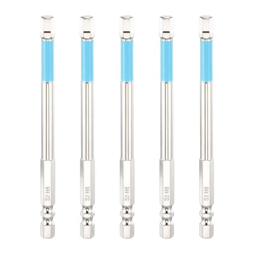 Image of sourcing map 5pcs Hex Impact Screwdriver Bits 6mm (H6.0) Magnetic Hexagonal Head 1/4" Hex Shank 110mm (4.3") Long Chrome Plating S2 Steel Hexagon Wrench Drill Bits Electric Power Tools