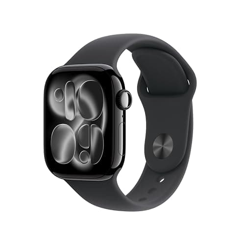 Image of Apple Watch Series 11 GPS 42mm Smartwatch with Jet Black Aluminium Case with Black Sport Band S/M. Sleep Score, Fitness Tracker, Health Monitoring, Always-On Display, Water Resistant