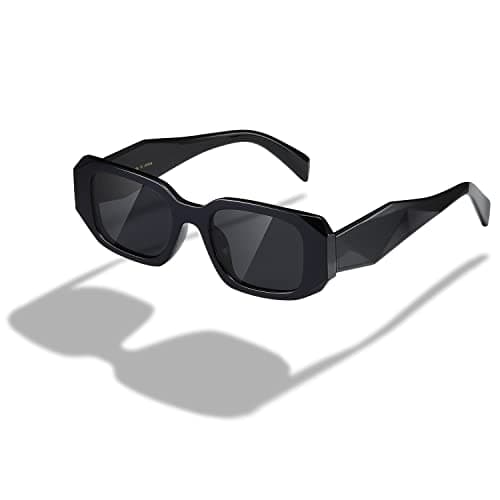 Image of kimorn Rectangle Trendy Sunglasses for Women Men Retro Trendy Sun Glasses 90’s Vintage Square Frame (Black)