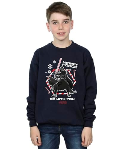 Image of Star Wars Boys Darth Vader Merry Force Sweatshirt Navy Blue 9-11 Years