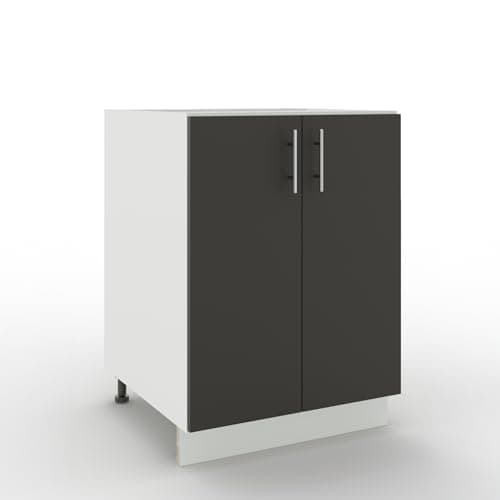 Image of JD Greta Adjustable Kitchen Base Unit - 600mm - Base Cabinet with Doors (No Worktop) - Dark Grey Matt