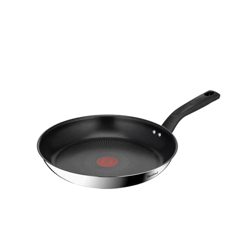 Image of Tefal Titanium Max 28 cm Stainless Steel Frying Pan, Long Lasting Non Stick Smart Cooking Signal Technology - Suitable for All Hobs + Induction