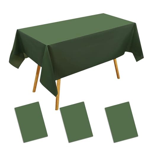 Image of XMNIVATE 3 Rectangular Dark Green Tablecloths - Large, Suitable for Birthdays, Poker, Picnics, Banquets, Parties (137×183cm)