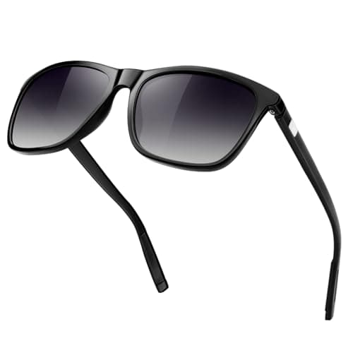 Image of KANASTAL Gradient Black Sunglasses Mens Polarised Womens Grey Ladies Sun Glasses Retro Square Vintage Driving Fishing Running UV Protection - Gradient Black Lens