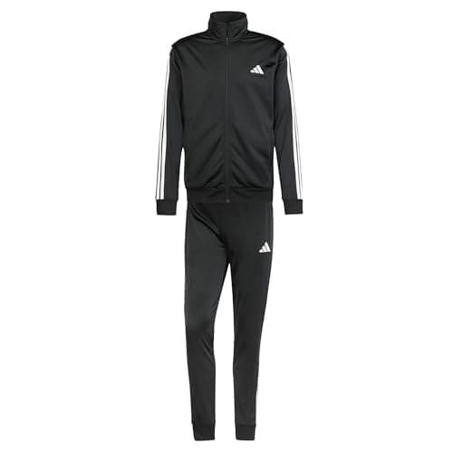Image of adidas Men's SPORTSWEAR BASIC 3 STRIPES TRICOT TRACKSUIT, Black, M