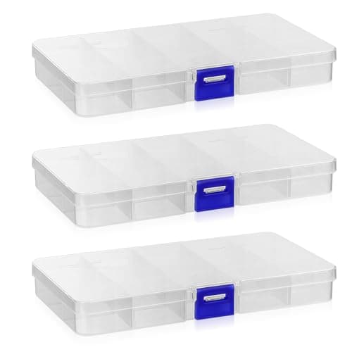 Image of 3 Pcs Small Organiser Box, Craft Box, 15 Grids Bead Storage box with Compartments, Clear Plastic Jewellery Organisers Container with Adjustable Dividers, for Small Items Beads Bolts bolts Snack box