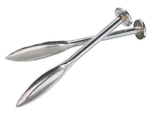 Image of Footprint Line Pins Bricklaying Tools - Set of 2 6 ¼” (160mm) Heavy Duty Pegs for String. Chrome Plated Drop Forged Hardened Carbon Steel Blades. Builders/Bricklayers. Level/Align Brick Courses.