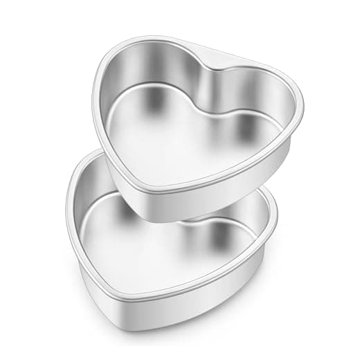 Image of HaWare 6inch Heart Cake Tin Set, 2Pcs Stainless Steel Heart Shaped Baking Pan, Ideal for Valentine's Day Anniversaries Wedding Layer Cakes Mould, Healthy & Non-Toxic, Dishwasher Safe