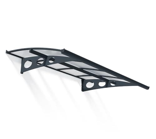 Image of Palram Canopia Herald 2230 Front Door Canopy Waterproof Shelter Clear Polycarbonate and Dark Grey Aluminium
