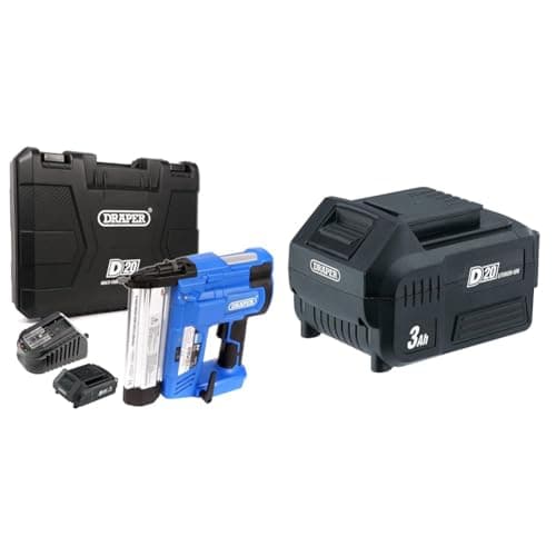Image of Draper 00646 D20 20V Nailer Stapler with 2Ah Battery and Charger, Blue & 00649 D20 20V Lithium Battery (3.0Ah)