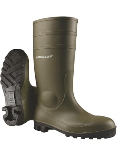 Image of DUNLOP Protomastor - Unisex Knee High Full Safety Waterproof Work Boots, Green, S5 Rated Antistatic and Slip-Resistant PVC Wellies with Steel Toecap for Outdoor and Farm Work - EU45, UK10.5