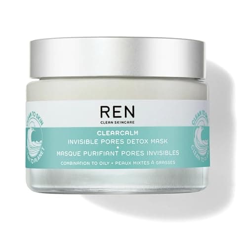 Image of REN Clearcalm Invisible Pores Detox Mask, 50ml – Purifying Clay Face Mask with Kaolin Clay and Algae Extract, Reduces Pores, Balances Oil, and Soothes Skin