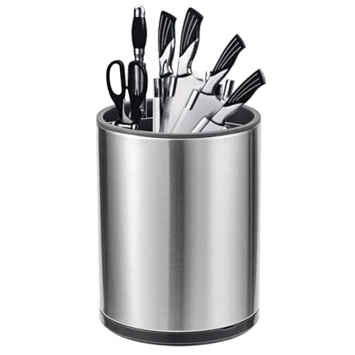 Image of Upriver 360° Rotating Kitchen Utensil Holder 7" Cooking Utensil Organizer with Drain Holes & Divider Cutlery Holder for Kitchen Countertops Tableware Storage