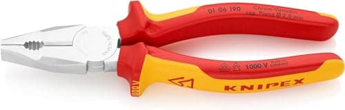 Image of KNIPEX Combination Pliers Chrome Vanadium Chrome-Plated Insulated with Multi-Component Grips, VDE-Tested 190 mm, 01 06 190