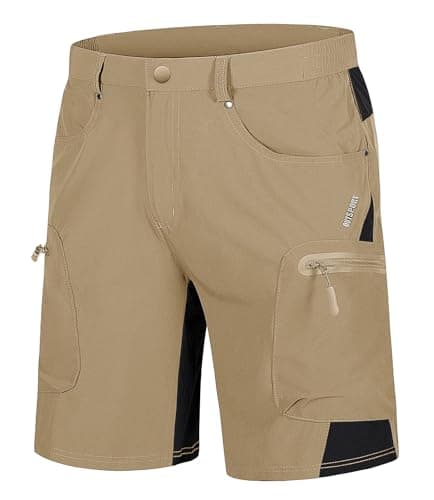 Image of TACVASEN Mens Cargo Working Shorts Quick-Dry Outdoor Hiking Shorts for Travel Walking Cycling with Zipper Pockets Khaki,36