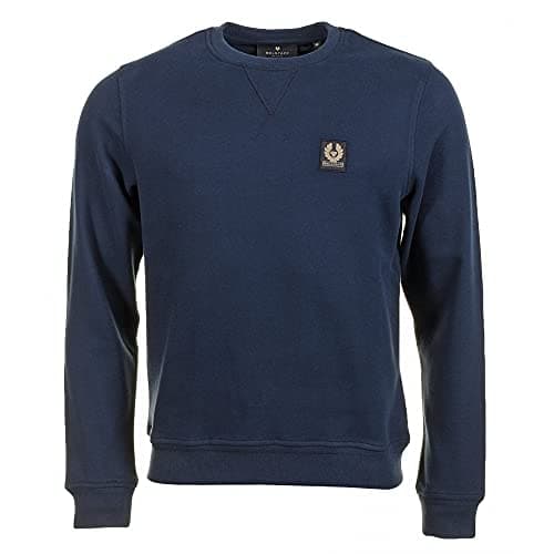 Image of Belstaff Mens Chest Patch Loopback Jersey Sweatshirt L Dark Ink Navy