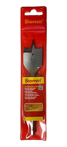Image of Starrett Flat Wood Drill Bit - 32X152MM KFWD32A High Speed Steel HSS 1/4 Inch Hex Shank Spade Drill Bit - Woodworking Hole Cutter Tool