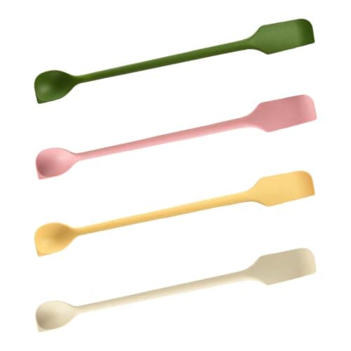Image of Small Spatula, 4Pcs Silicone Jar Spatula Set, Plastic Spatula, Jar Scraper, Dual-Ended, 10.2-Inch, for Jam Cake Cream Butter Icing Lotion Cooking Baking and Mixing (4 Colors)
