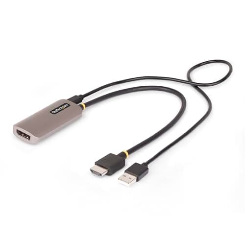 Image of StarTech.com 1ft/30cm HDMI to DisplayPort Adapter Cable, 8K 60Hz, Active HDMI 2.1 to DP 1.4 Video Converter, USB Bus Powered