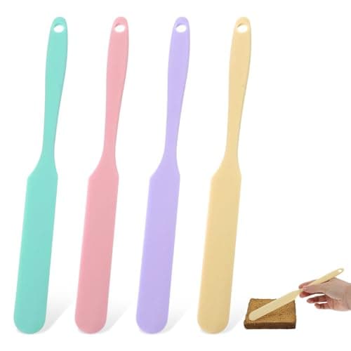 Image of Simarro 4-Pc Silicone Jar Spatula & Scraper Set for Baking, Heat-Resistant Shovel for Cake, Cream, Butter, Icing Sugar, Bread, Jam (4 Colors)