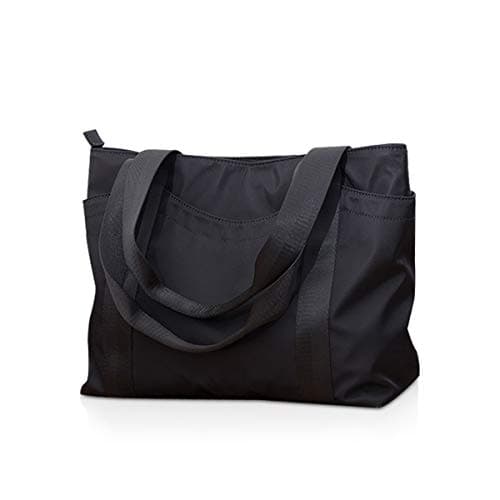 Image of NICOLE & DORIS Nylon Tote Bag for Women Large Shopper Multifunctional Shoulder Bag Waterproof Hobo Bag 14 Inch Handbag for Work,Shopping,School Black