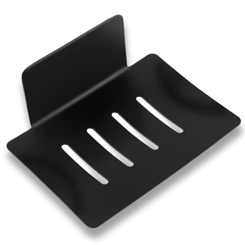 Image of Stainless Steel Soap Holder,Self-Adhesive Soap Dish Holder,Soap Dish for Shower,Shower Soap Dish,Waterproof Soap Tray,Wall-Mounted Brush, Sponge & Soap Holder for Bathroom, Kitchen,Balcony (Black)