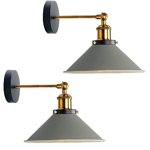 Image of LEDSone Vintage 180 Degree Adjustable E27 Swing Arm Wall Lamp Fixtures Wall Sconces Industrial Metal Indoor Wall Mounted Sconce for Bedroom Galleries Living Room Hallway Kitchen (Grey 2 Pack)