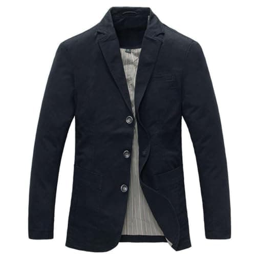 Image of Allthemen Mens Casual Blazer Slim fit Long Sleeve Jacket Washed Cotton 3-Button Casual Suits Blazer Jackets, M, Black (3 Button)