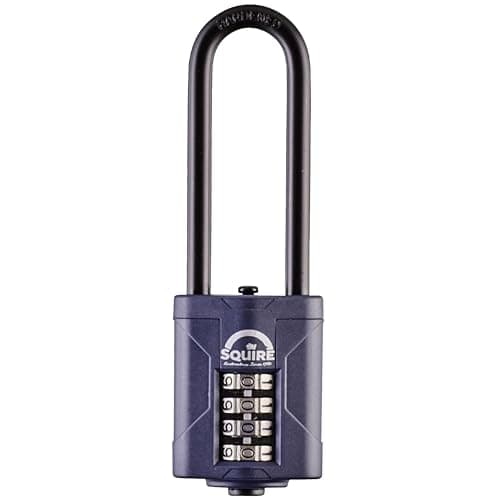 Image of Squire Combination Padlock (CP40/2.5) - Extra Long Steel Shackle - 4 Wheel Combination - Alloy Steel for Corrosion Resistance - Weatherproof Lock, Ideal for Gates & Garden Sheds (Blue, 40 mm)