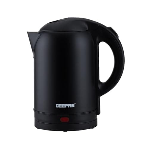Image of GEEPAS Electric Kettle | 1.8L Cordless Stainless Steel Jug Kettle with LED Indicator for Hot Water Tea Coffee | Boil Dry Auto Shut Off Water Gauge | Swivel Base with Auto Lid Open | 1800W Matte Black