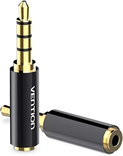 Image of VENTION 2.5mm Female Jack to 3.5mm Male Jack, 3.5mm to 2.5mm Stereo Adapter Full Metal Earphone Audio Headphone Adapter Connector Converter Gold Plated for Microphone Headphones (2 Pack)