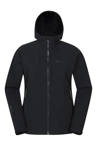 Image of Mountain Warehouse Retreat Women’s Packable Softshell Jacket - Water-Resistant Lightweight Coat with Wind Protection - Spring, Summer, Walking & Travel Black Women's Size 12