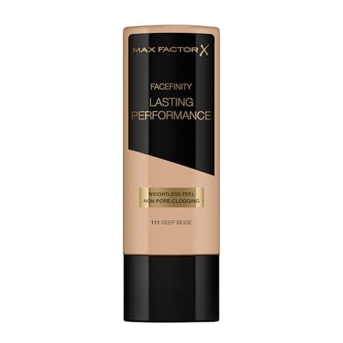 Image of Max Factor Lasting Performance Liquid Foundation, 111 Deep Beige, Full Coverage, Flawless and Radiant Finish, Lightweight Formula, Smudge Resistant, Non Pore-Clogging, Fragrance Free, 35ml