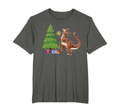Image of Funny T-Rex Christmas Tree Topper Dinosaur Lover Costume T-Shirt
