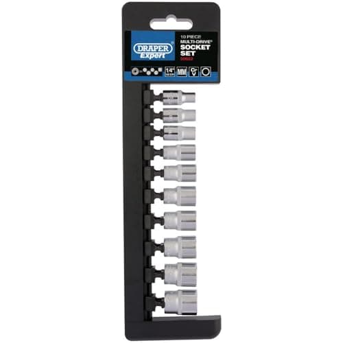 Image of Draper 10 Piece 1/4" Drive Bi Hex Multi Drive Socket Set Metric