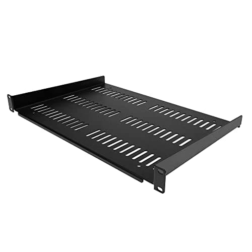 Image of StarTech.com 1U Server Rack Shelf - Universal Vented Rack Mount Cantilever Tray for 19" Network Equipment Rack & Cabinet - Durable Design - Weight Capacity 55lb/25kg - 12" Deep (SHELF-1U-12-FIXED-V)